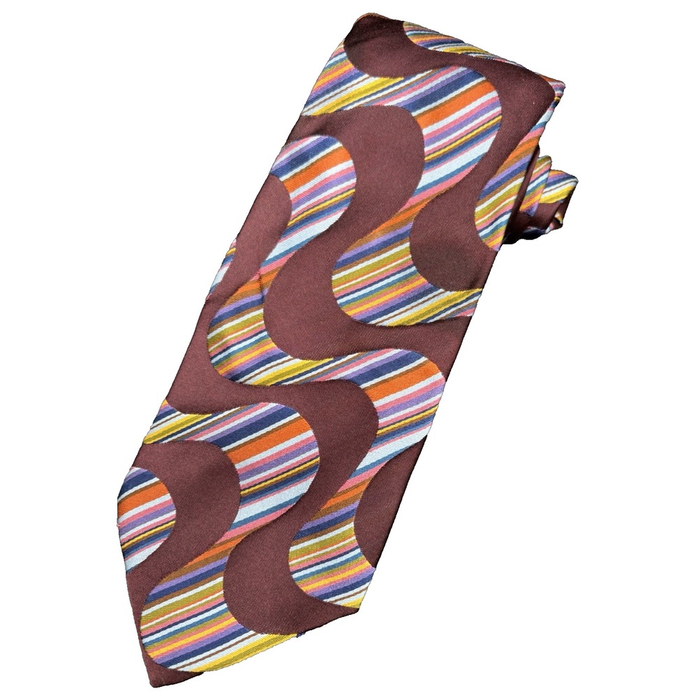 PAUL SMITH Men's 100% Silk Tie 61"x3.5" England Luxury Rose's Multi-Color GUC